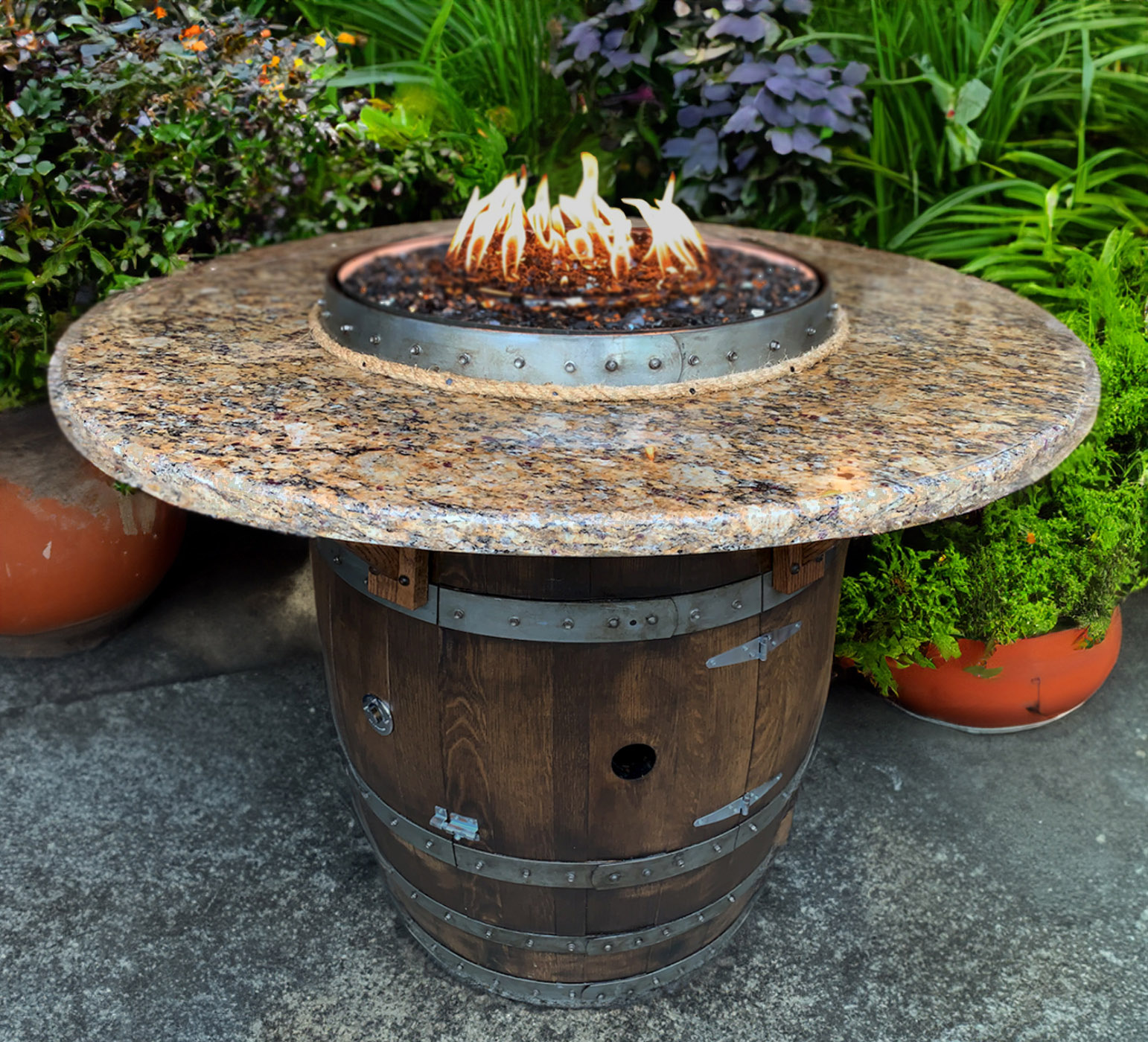 Standing Wine Barrel Fire Table - Image 6