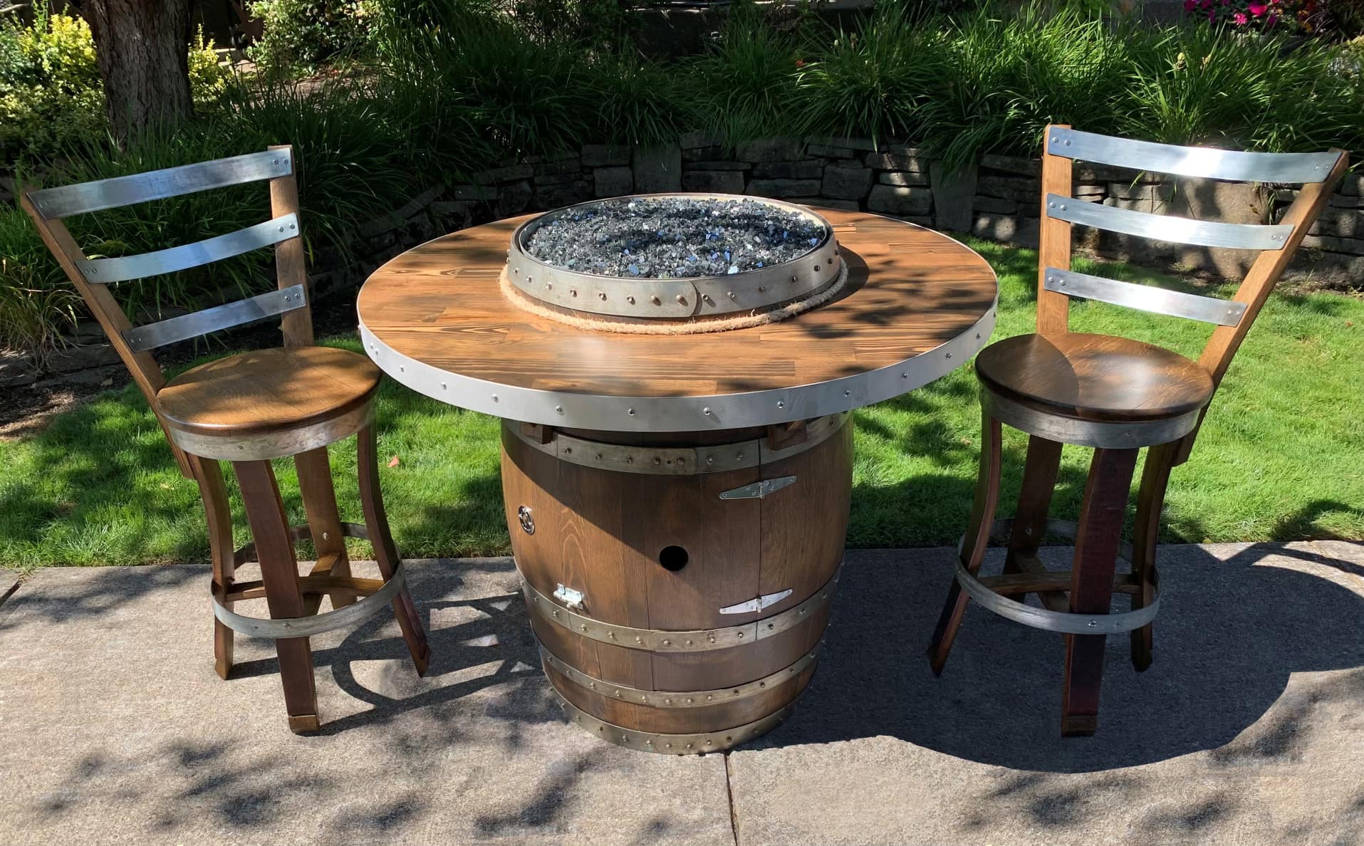 Standing Wine Barrel Fire Table - Image 5