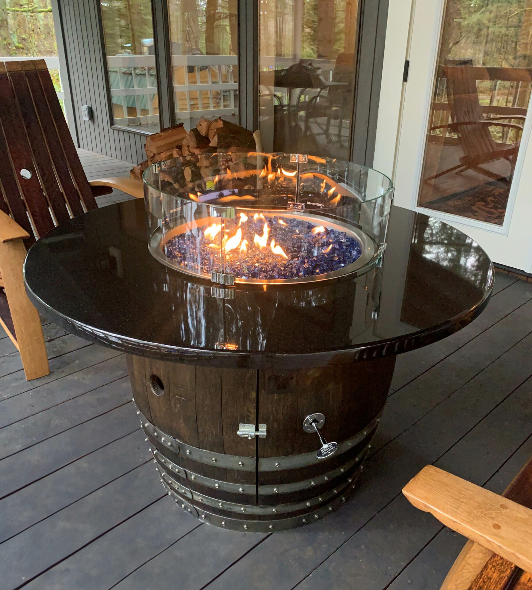 Standing Half Barrel Fire Table
